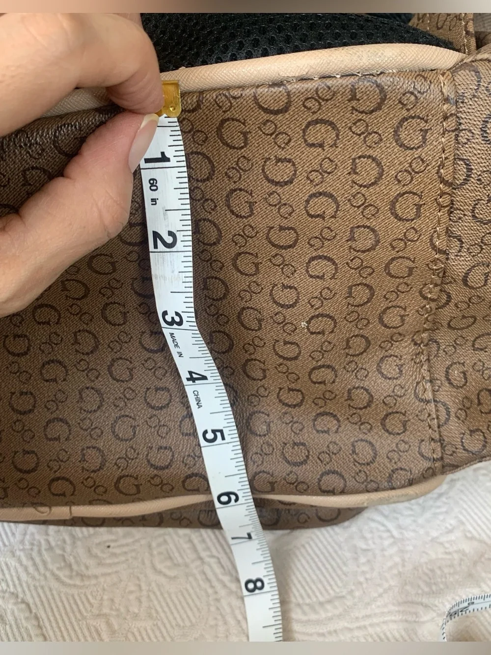 Guess Mocha Brown Lottie Monogram Print Travel Diaper Bag Backpack